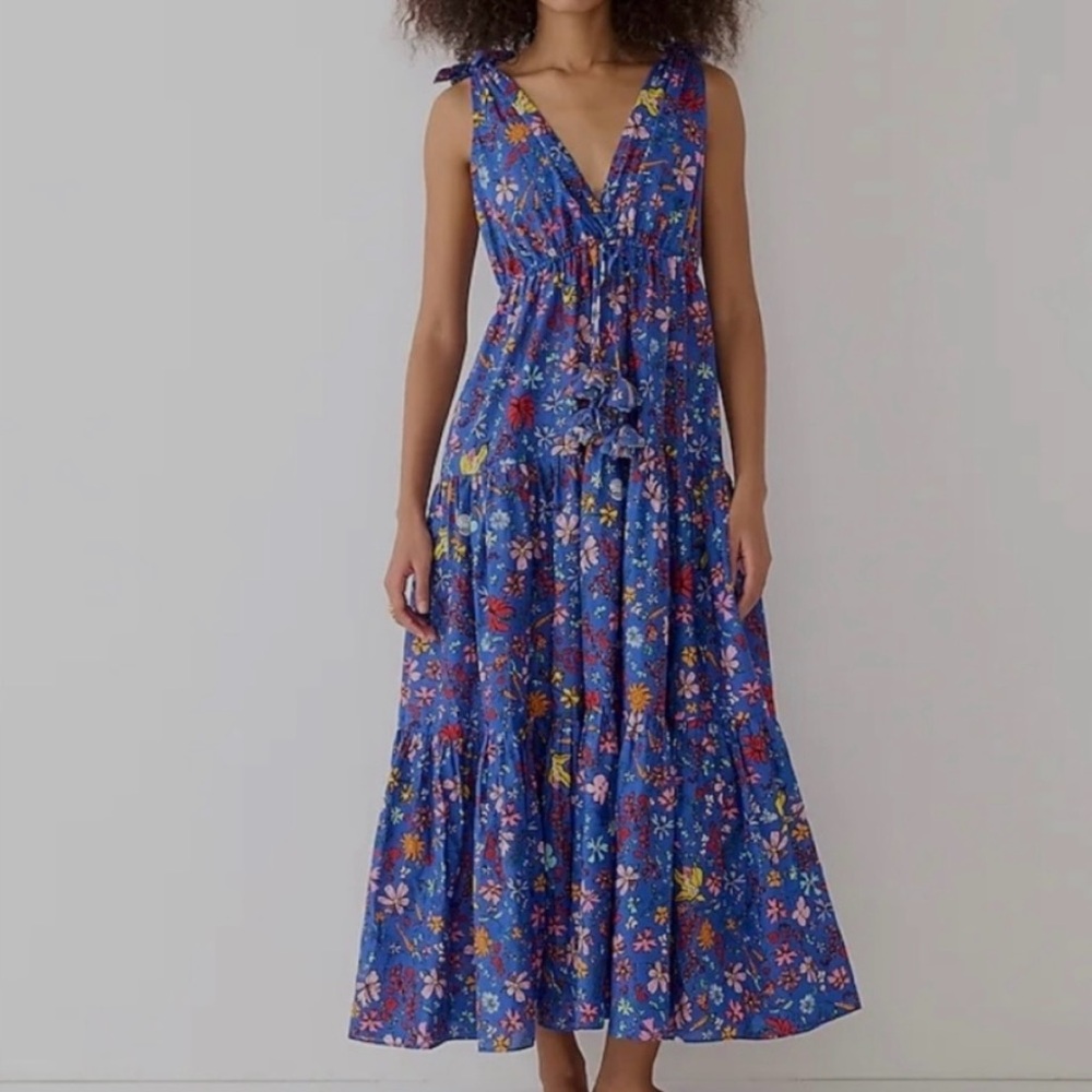 Dauphinette X J.Crew tie-shoulder maxi cover-up dress in cornucopia floral